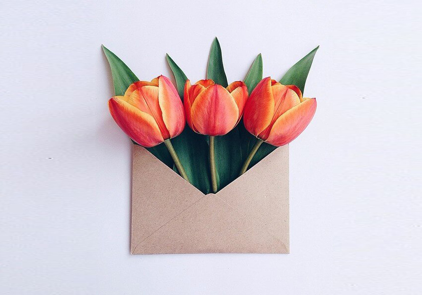 Flowers Bouquets in Vintage Envelopes by Anna Remarchuk